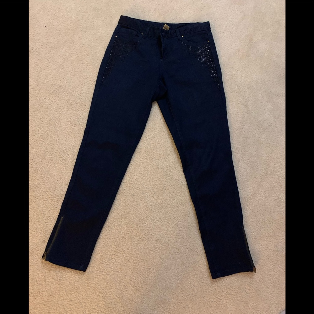 Blue blinged out pants by Cache size 8